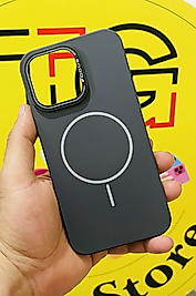 İphone 14 Pro Max Magsafe Lansman İçi Süet Gri Telefon Kılıfı