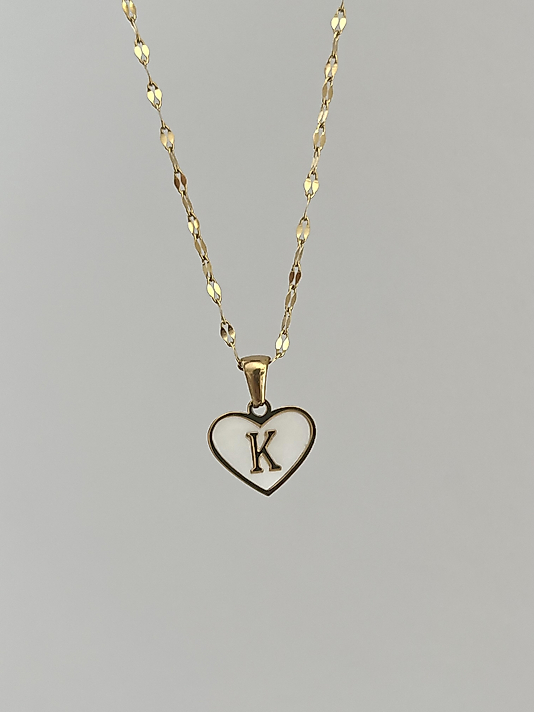 Çelik K Harf Kalp Kolye