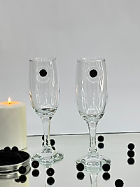 ŞAMPANYA KADEHİ SİYAH İNCİ BÖĞÜRTLEN  FİGÜRLÜ 2'Lİ