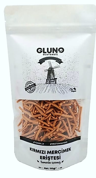 Gluno Glutensiz Kırmızı Mercimek Eriştesi 150g