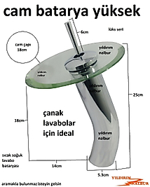 CAM BATARYA ŞELALE TİPİ ÇANAK LAVABO MUSLUK YÜKSEK MODEL