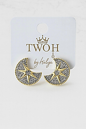 Gold Zirkon Taşlı Küpe