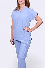 Açık Mavi Likralı Unisex Yarasa Kol Hemşire Ve Doktor Forması Takımı