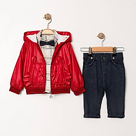 Erkek Bebek 6-24 Ay Yağmurluklu Üçlü Takım