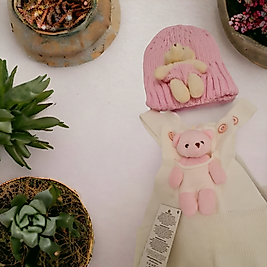 Ayıcıklı Triko Salopet Krem(Bere dahil değildir)