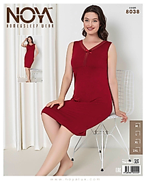 Noyalux Kırmızı Kalın Askılı Gecelik 8038