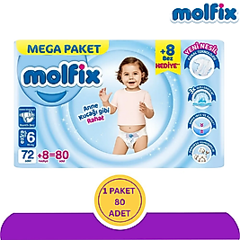 Molfix No:6 XLarge Bebek Bezi 80'li (80 adet)