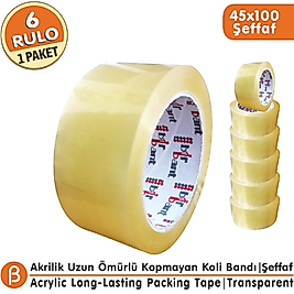 BİRBANT 45x100 Şeffaf Koli Bandı Akrilik Güçlü Yapışkan (6 Adet)
