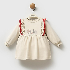 Kokina Kolu Lastikli Pamuk Kız Bebek Elbise