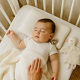 Visco Ortopedik Bebek Yastığı 40x26x6 cm Omurga Destekli ve 1 Adet Müslin Yastık Kılıfı Hediye