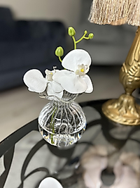 Üfleme cam nar vazo orkideli