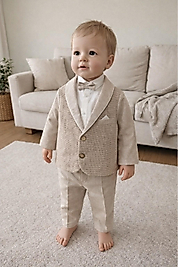 Erkek Bebek 6-24 Ay Ceketli Üçlü Şık Takım