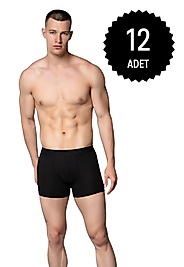 Gümüş 4018 Erkek Likralı Boxer Siyah 12 li Paket