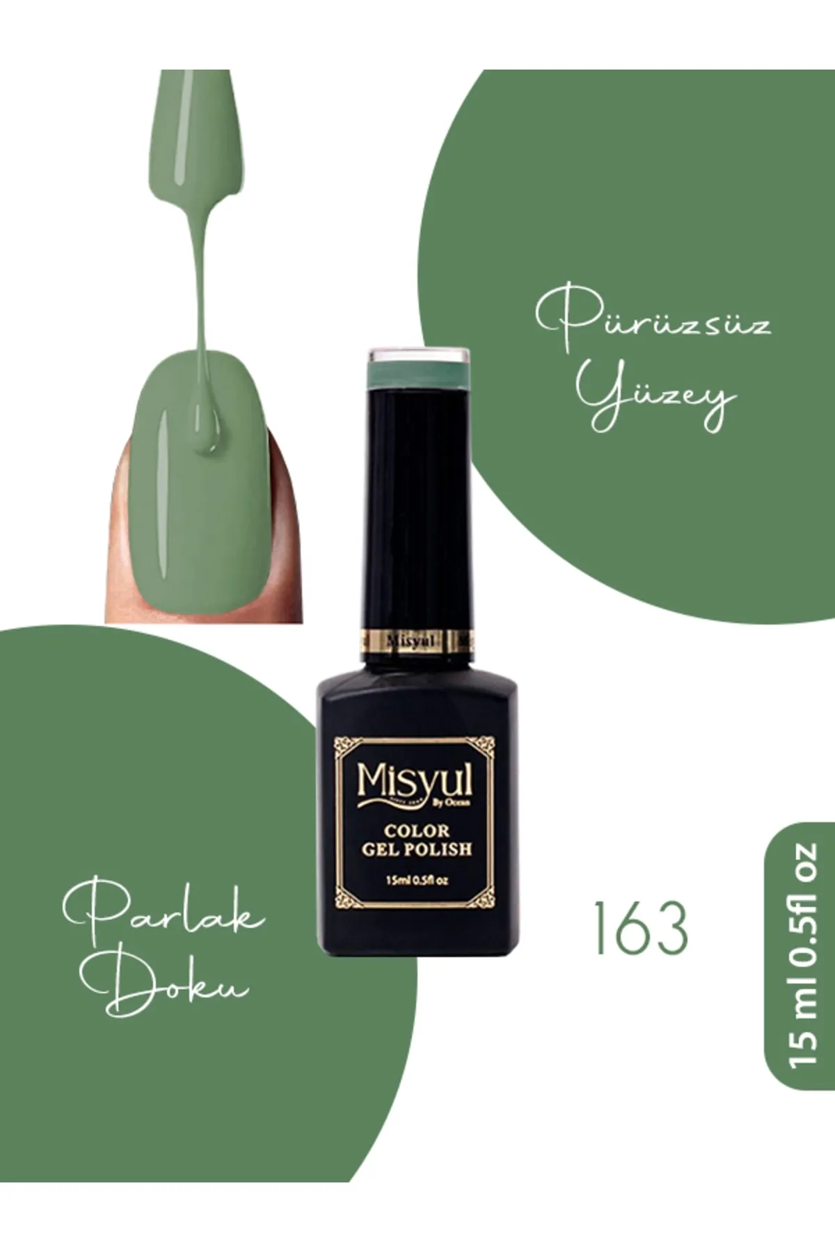 Misyul Kalıcı Oje 163, UV Led Kalıcı Oje Nail Art 15ml