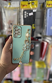 Samsung Galaxy A53 Turkuaz Elgeçli Taşlı Telefon Kılıfı