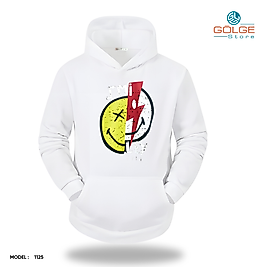 Smiley Emoji Görselli Slimfit Kapüşönlu Hoodie Erkek kadın Sweatshirt