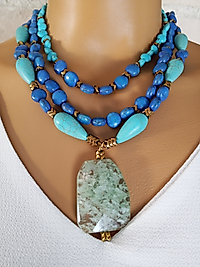 labrador ve akik taşları kısa kolye