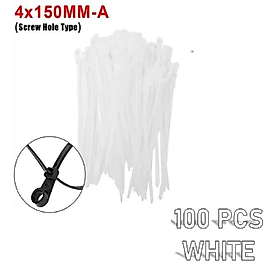 (100XADET) QUALITY ORGANİZTÖR KABLO BAĞI SABİTLEME YUVALI 4X150MM BEYAZ