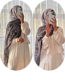 PAMUKLU PAİSLEY DESEN ÇİFT RENKLİ ŞAL-KAHVE