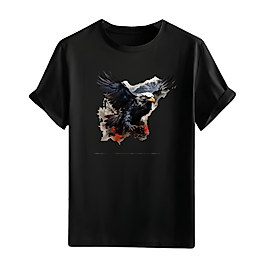 Kartal Baskılı Oversize Unisex Tişört
