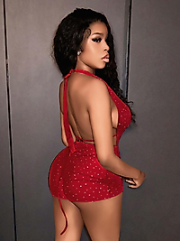 Kadın Kırmızı Parlak Fantezi Gece elbisesi 5039