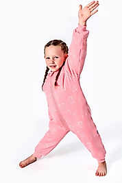Kız Çocuk Fermuarlı Tulum Pijama – Pembe (4-6 Yaş)
