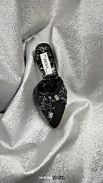 fiyonk tasarımlı siyah süet abiye terlik