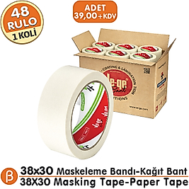 Ve-Ge 38x30 Maskeleme Bandı (1 Koli – 48 Adet) Toptan Maskeleme (Boya Koruma - Badana) Bandı-Beyaz