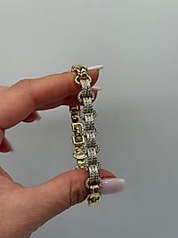 Zirkon Detaylı Xuping VIP Çelik 14K Altın Renk Geniş Form Kadın Bileklik