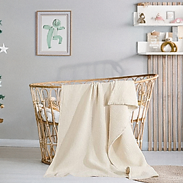 Müslin Bebek Battaniyesi  %100 Organik Pamuk İvory Renk 100x120 cm.