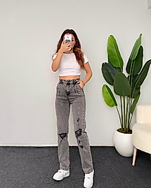 TAŞLI DİZ YIRTIK JEAN