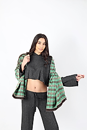 Şık Kullanım Pamuk Polyester Şal-Yeşil