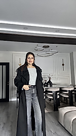 Maxi Boy Premium Siyah Süet Trençkot