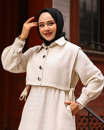 Simli Tüvit Kumaş Cepkenli Elbise