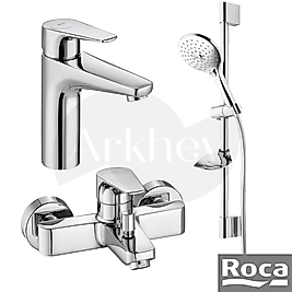 Roca Atlas Lavabo + Banyo Bataryası ve Aurea Sürgülü Duş Takımı Seti - Krom A5DA590C0K