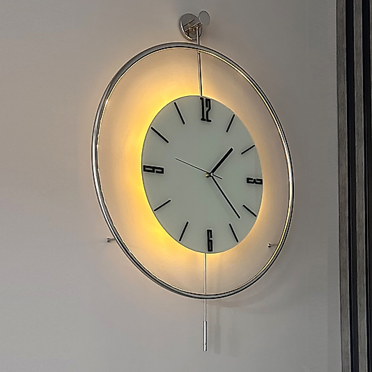 LED'li Krom Rengi Tiktok (BÜYÜK BOY 50x75 CM) Nano ABS Kırılmaz Göbek, Modern Dekoratif Sarkaçlı Metal Duvar