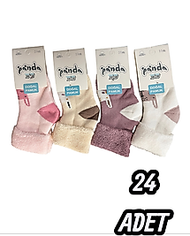 Bebek Panda Havlu Kıvrık Patik 24 Adet