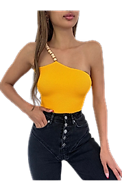 Ahşap Boncuk Detaylı  Bluz-TURUNCU