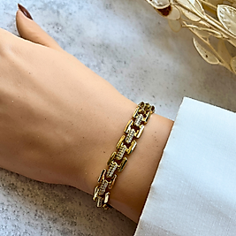 Köprülü Taşlı Bileklik 19,5-17 cm | Mev'Altın Collection