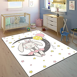 Minibabyrooms Ayda Sevimi Tavşan Desenli 8 mm Kalınlıkta Çocuk Odası Halısı