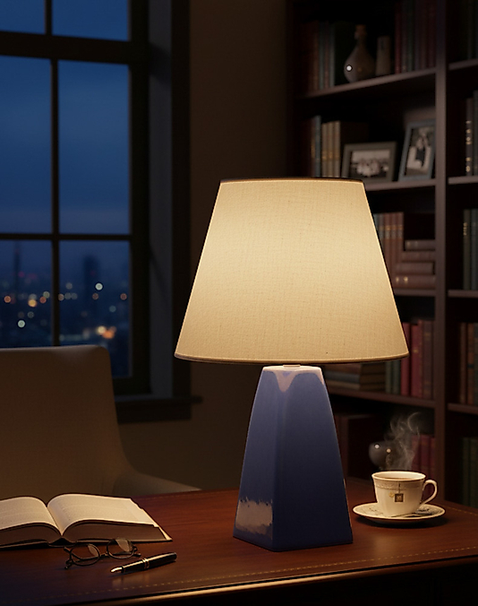 Üçgen Konik Lacivert Abajur AB013