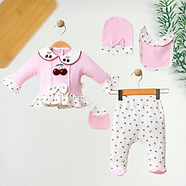 Kiraz Desen 5 Parça Yeni Doğan Seti