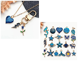 BLUE SET 20 PARÇA YILDIZ&ÇİÇEK&KALP BİLEKLİK&KÜPE&KOLYE UCU