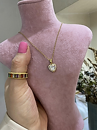 Kalpli taşlı gold kolye