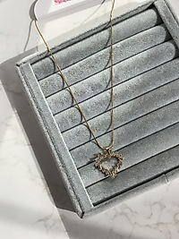 Gold Çelik Taşlı Kalp Kolye