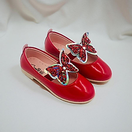 Kelebek Detaylı Kırmızı Kız Çocuk Babet