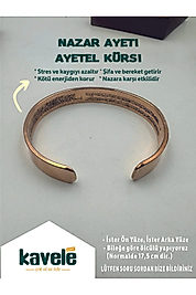 Ham Saf Bakır Nazar Ayetli Ve Ayetel Kürsi Zeolit Kumlu Bakır Bileklik
