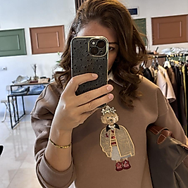 Taşlı ayıcıklı sweat 3 iplik şardonlu