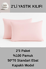 %100 PAMUK YASTIK KILIFI 50*70 ( 2 ADET) -PEMBE