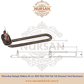 Elettrobar Bulaşık Makine 16 cm. 800 Watt 230 Volt Tek Elemanlı Tank Rezistansı